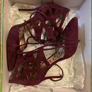 Sam Edelman Burgundy Lace Up Pumps